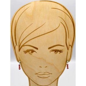 Millefiori Triple Drop Dangle Earrings, Vintage Art GLass Beads on Silver Tone